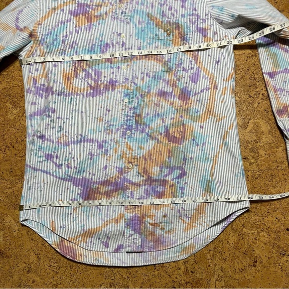 Ralph Lauren Men’s Classic Fit Pinstripe Paint Splattered Button Down Shirt Sz S - Picture 12 of 14